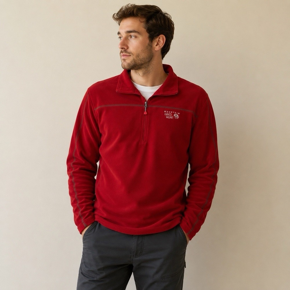 Mountain Hardwear Men's Microchill Pullover Fleece Half Zip Red Size Medium